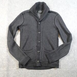 Rag Bone Sweater Mens Small Gray Shawl Collar Chunky Knit Cardigan Cotton